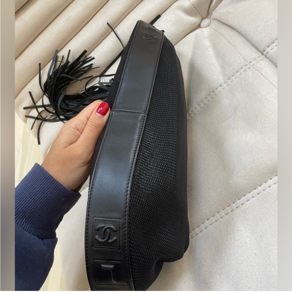 CHANEL Black Leather and Mesh Bag